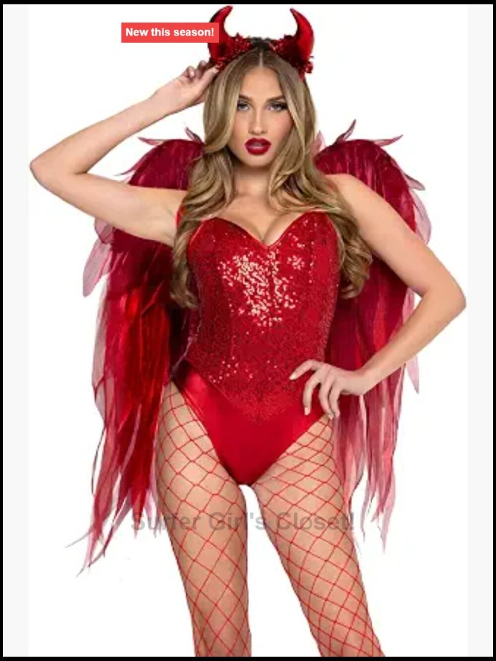 Chiffon Devil Wings & Glitter Horn Headband Costume Accessory Set